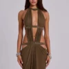 6AM Cut Out Maxi Dress in Moss