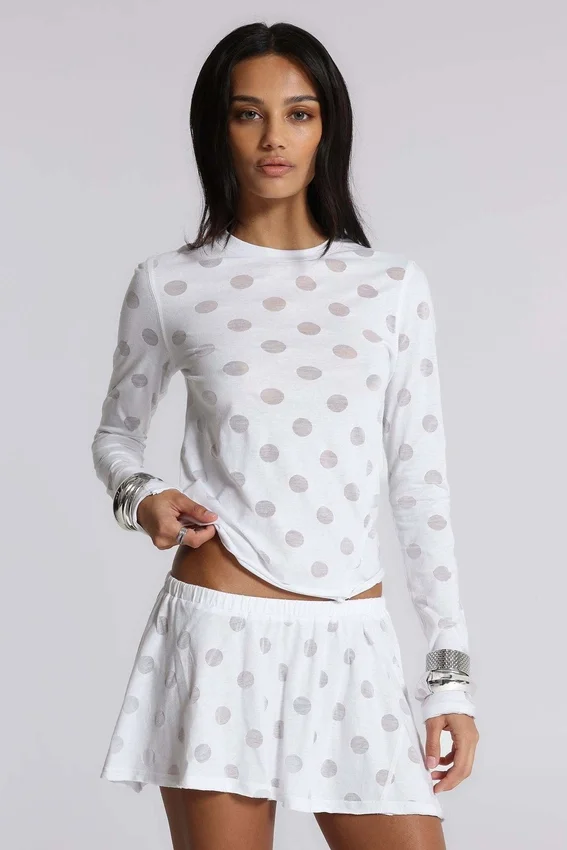Aerea Burnout Polkadot Long Sleeve Mist Top