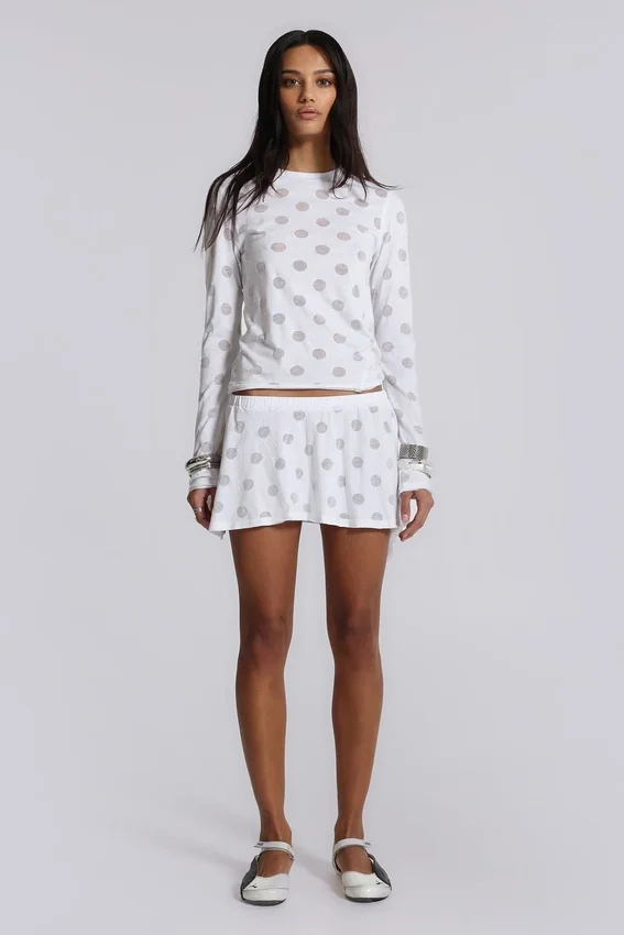 Aerea Burnout Polkadot Long Sleeve Mist Top