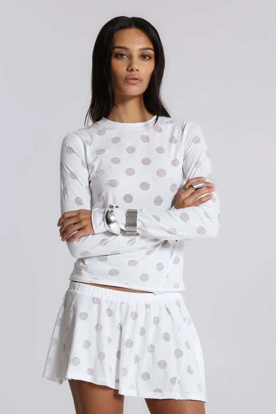 Aerea Burnout Polkadot Long Sleeve Mist Top