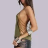 Aleya Beaded Top in Khaki
