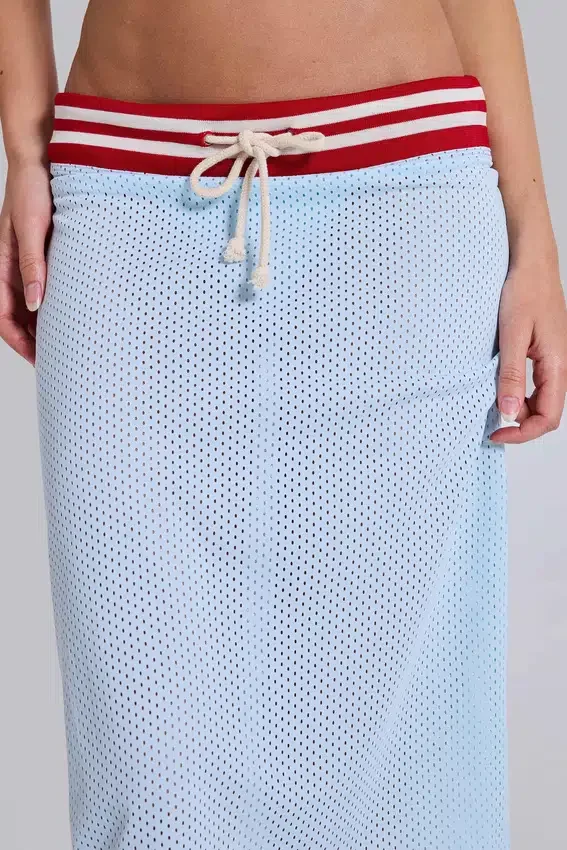 Alysa Airtex Midi Skirt in Turquoise