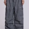 Black Oil Wash Parachute Pants