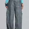 Black Oil Wash Parachute Pants
