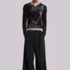 Black Pinstripe Goliath Suit Pants