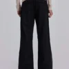 Black Pinstripe Stacked Straight Suit Pants