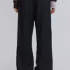 Black Stacked Bootcut Suit Pants