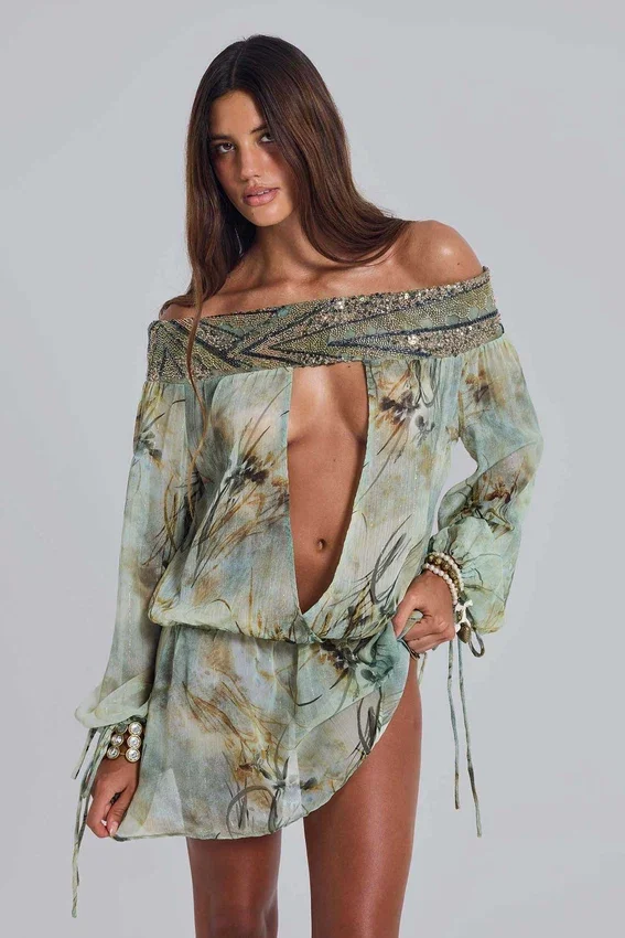 Breccia Embellished Mini Dress