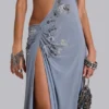 Brisa Asymmetric Hand-Beaded Maxi Dress