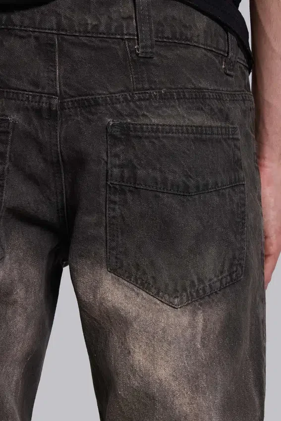 Brown Creased Drift Bootcut Jeans