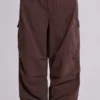 Brown Parachute Cargo Pants