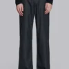 Charcoal Stacked Straight Suit Pants