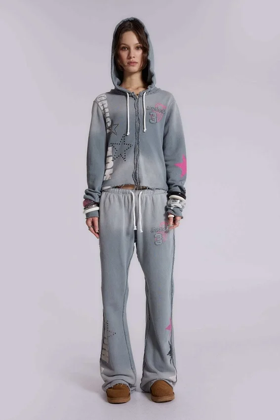 Cleo Graphic Slouchy Bootcut Jogger