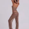 Deva Sequin Knit Trousers in Sand