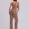 Deva Sequin Knit Trousers in Sand