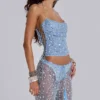Deva Sequin Knit Corset Top in Sky