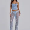Deva Sequin Knit Trousers in Sky
