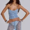 Deva Sequin Knit Corset Top in Sky