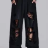 Distressed Black Baggy Monster Joggers