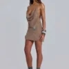 Doure Embellished Backless Mini Dress