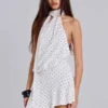 Enya Backless Mini Dress in Polkadot