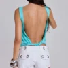 Evaryn Backless Twist Top in Turquoise