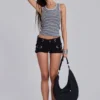 Eye Contact Vest Top With Eyelets in Stripe