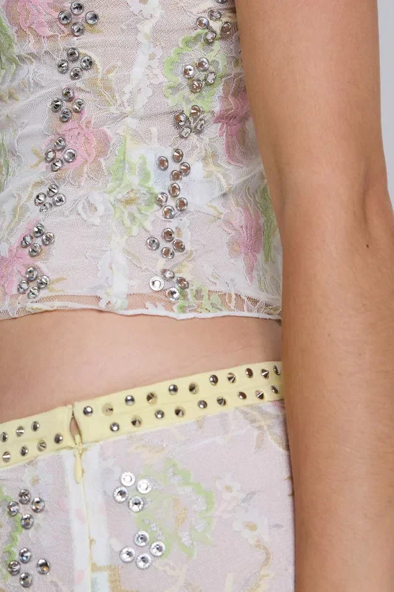 Fioretta Studded Lace Midi Skirt