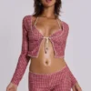 Freda Gingham Swim Cardigan Top