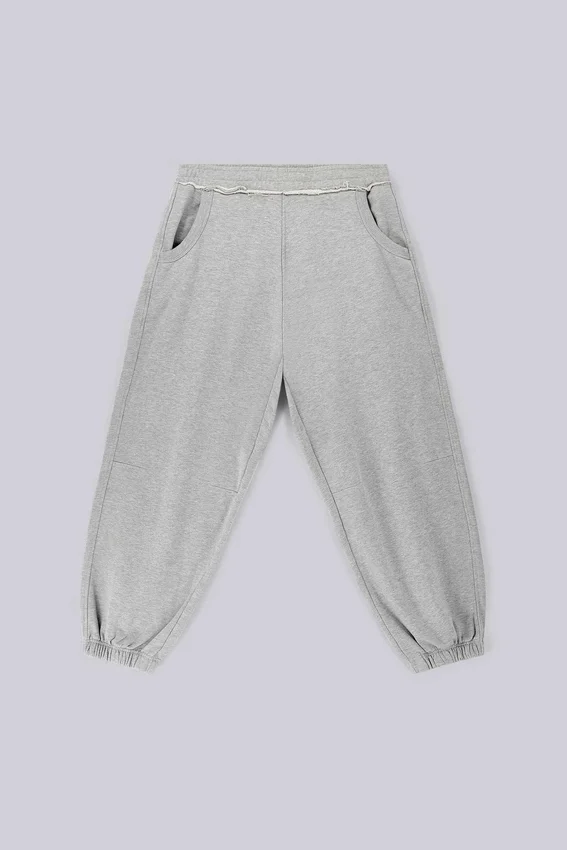 Grey Marl Cuffed Baggy Monster Joggers