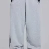 Grey Marl Gothic Print Baggy Monster Joggers