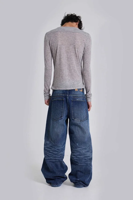 Grey Marl Haze Henley Top