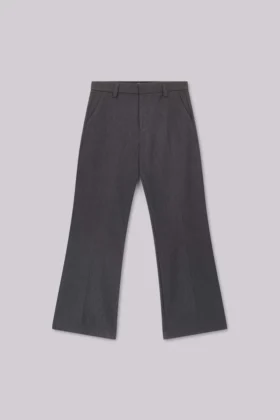 Grey Stacked Bootcut Suit Pants