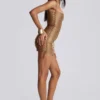 Idol Metallic Bandage Mini Dress in Bronze