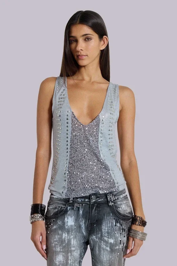 Kate Studded Plunge Vest Top