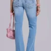 Kelsey Low Rise Skinny Bootcut Jeans in Light Wash