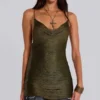 Lavinia Backless Fringe Mini Dress in Khaki