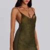 Lavinia Backless Fringe Mini Dress in Khaki