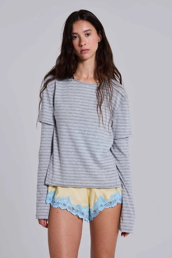 Line Double Layer Long Sleeve Top