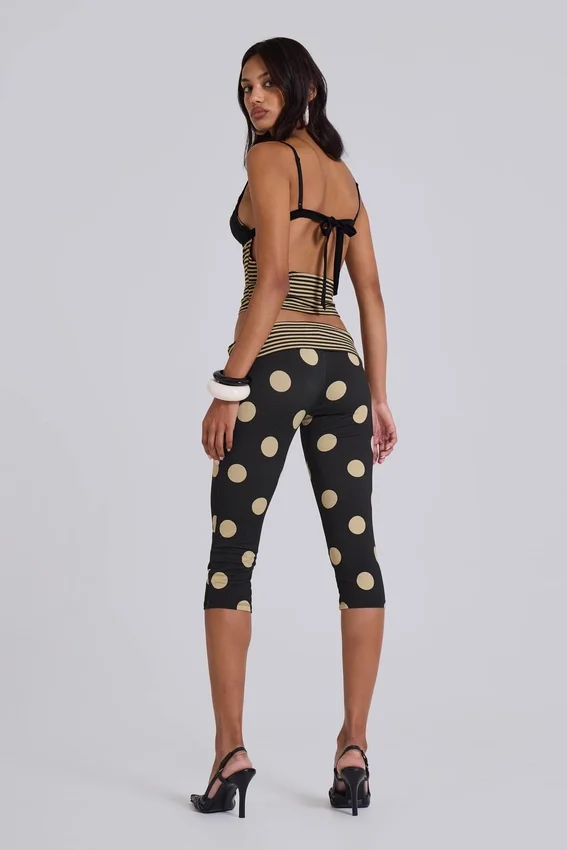Lola Foldover Capris in Polkadot Stripe