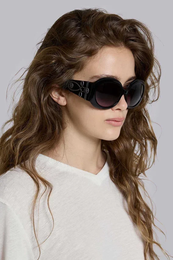Majorette Oversized Round Sunglasses in Black