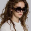Majorette Oversized Round Sunglasses in Brown