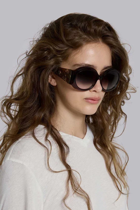 Majorette Oversized Round Sunglasses in Brown
