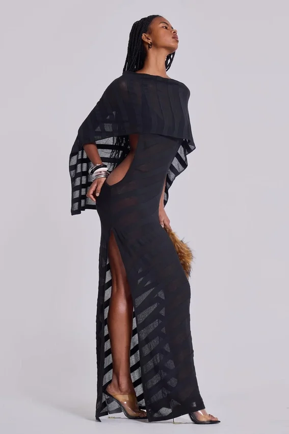 Noir Knit Maxi Dress in Black