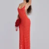 Noir Knit Maxi Dress in Coral