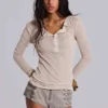 Oatmeal Haze Henley Top