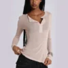 Oatmeal Haze Henley Top