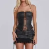 Odile Faux Leather & Suede Mini Skirt