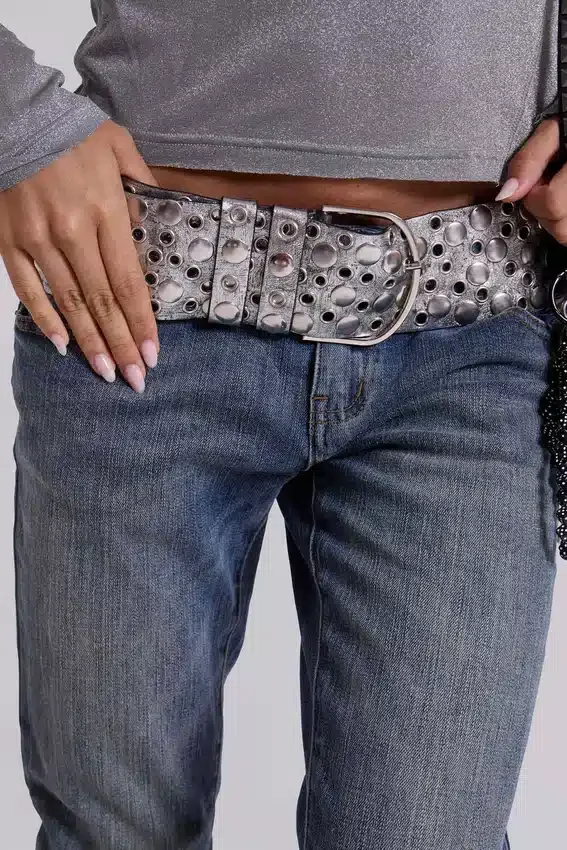 Osmium Studded Belt In Silver