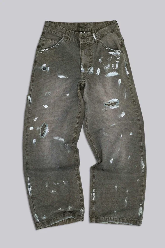 Painted Khaki Ripstop Carpenter Jeans